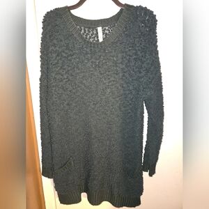 Zenana Outfitters Textured Hunter Green Long Sweater Size M